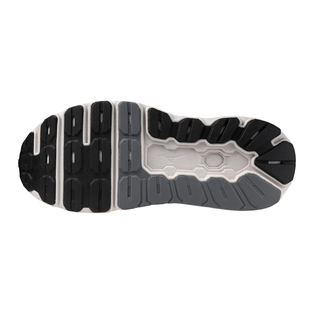 Boxing shoe outsole with black, gray, and white rubber tread, grippy textured pattern