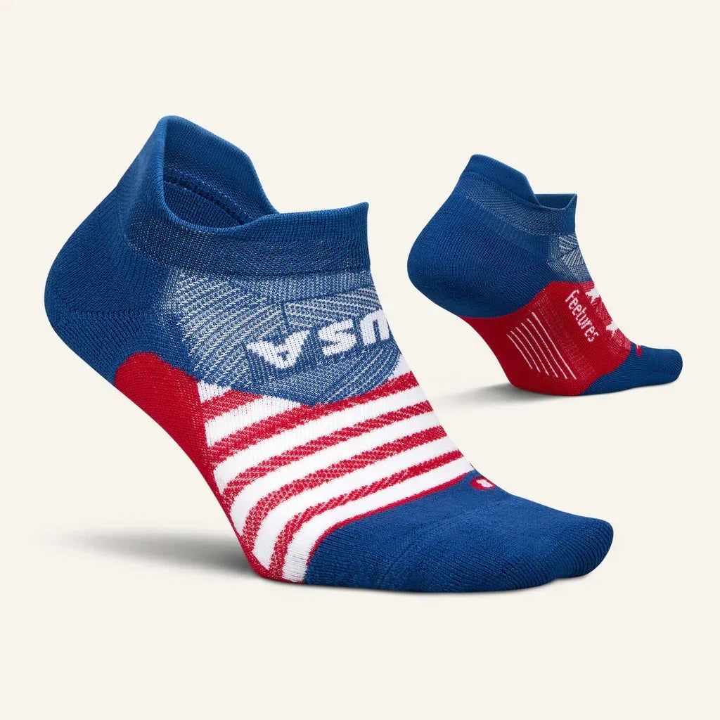 Athletic ankle socks in red, white, and blue with USA text, ideal for sports and boxing training.