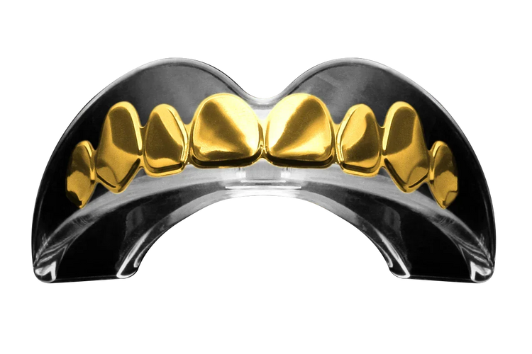 Gold 3D boxing mouthguard with metallic finish for teeth protection