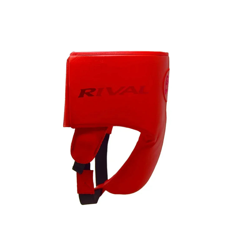 Red Rival boxing groin protector with adjustable strap, pro-grade protective gear